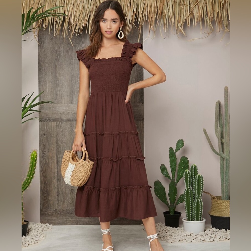 Brown midi dress